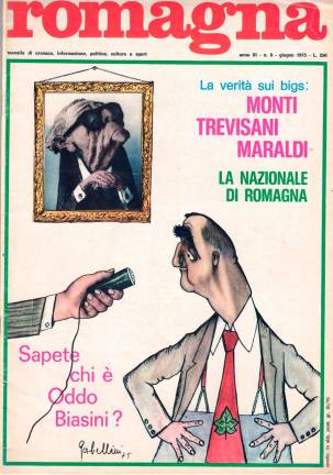 Una copia del giugno 1975 del mensile Romagna con Edo Lelli editore, il conte Alberto Rognoni editorialista, copertine di Giorgio Gabellini, caporedattore Michele Bovi Una copia del giugno 1975 del mensile Romagna con Edo Lelli editore, il conte Alberto Rognoni editorialista, copertine di Giorgio Gabellini, caporedattore Michele Bovi