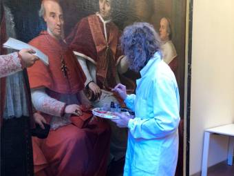 Cesena. Il dipinto raffigurante papa Pio VII esposto alla Biblioteca Malatestiana sarà riportato all’originario splendore