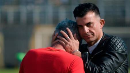 Il diesse Andrea Grammatica e il tecnico Massimo Gadda al termine del derby di domenica tra Ravenna e Imolese (Fiorentini)