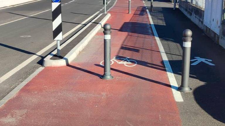 Il paletto lungo la pista ciclabile Il paletto lungo la pista ciclabile