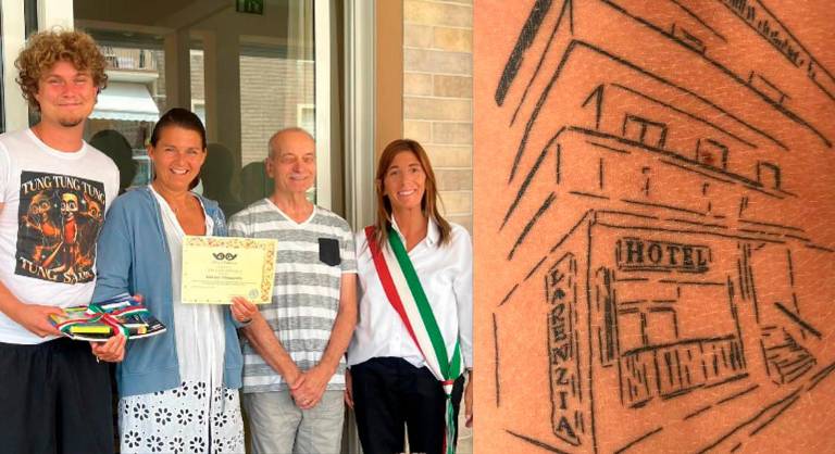 La famiglia austriaca premiata e il tatuaggio sul fianco del figlio La famiglia austriaca premiata e il tatuaggio sul fianco del figlio