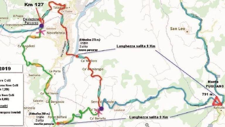 La Nove Colli cambia percorso: sarà più corto di 700 metri La Nove Colli cambia percorso: sarà più corto di 700 metri