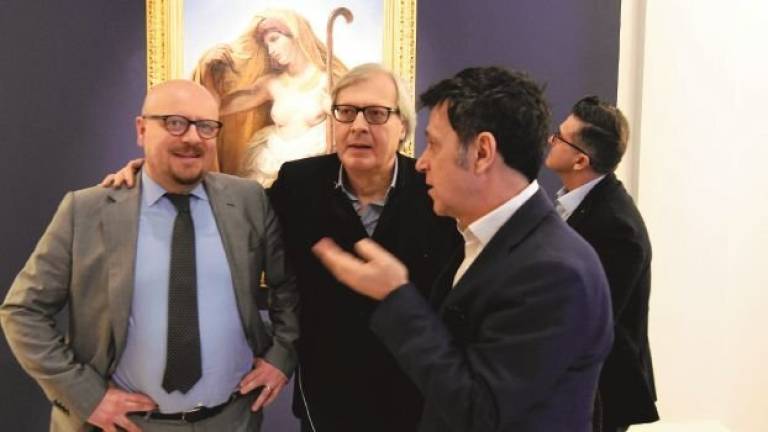 Forlì, Sgarbi alla mostra promuove Moretti candidato sindaco Forlì, Sgarbi alla mostra promuove Moretti candidato sindaco