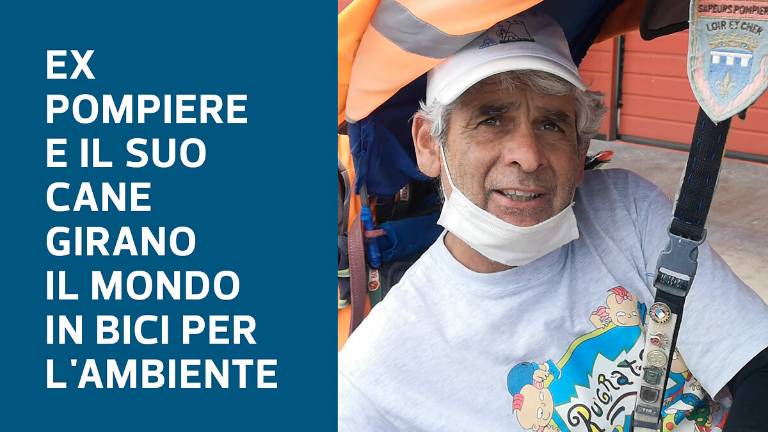 Martin Hutchinson, ex pompiere, e il suo cane girano il mondo in bici per l'ambiente Martin Hutchinson, ex pompiere, e il suo cane girano il mondo in bici per l'ambiente