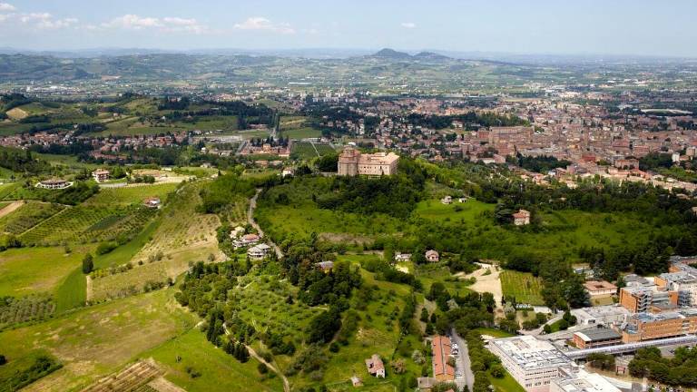 Una veduta dall’alto della zona più verde di Cesena Una veduta dall’alto della zona più verde di Cesena