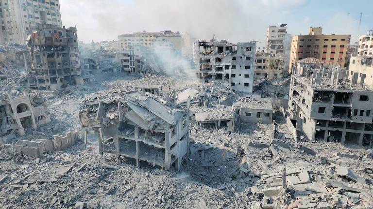 Una scena di distruzione a Gaza Una scena di distruzione a Gaza