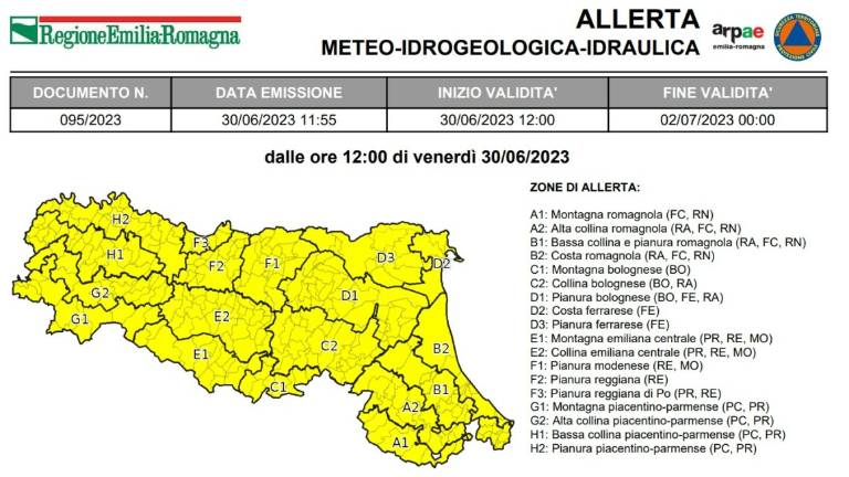 Meteo Romagna, temporali: allerta gialla fino a mezzanotte di sabato 1 luglio Meteo Romagna, temporali: allerta gialla fino a mezzanotte di sabato 1 luglio