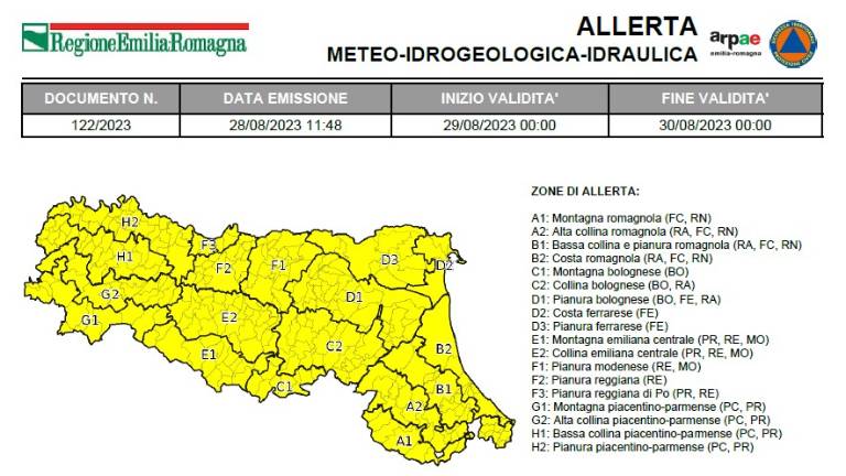 Meteo Romagna, temporali: allerta gialla per martedì 29 agosto Meteo Romagna, temporali: allerta gialla per martedì 29 agosto