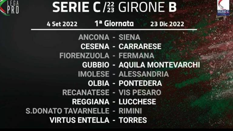 Calcio C, ecco tutto il calendario del Girone B: si parte con Cesena-Carrarese, Imolese-Alessandria e San Donato-Rimini Calcio C, ecco tutto il calendario del Girone B: si parte con Cesena-Carrarese, Imolese-Alessandria e San Donato-Rimini