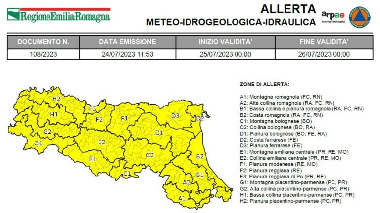 Meteo Romagna, temporali: martedì 25 luglio allerta gialla Meteo Romagna, temporali: martedì 25 luglio allerta gialla