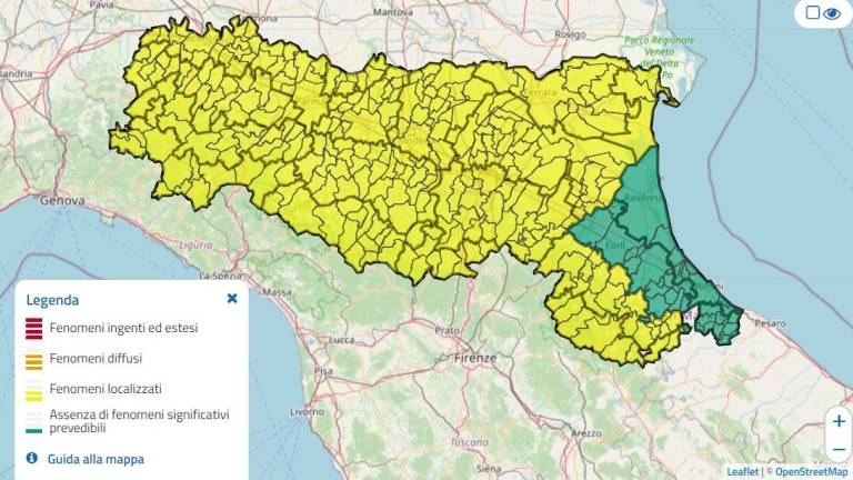 Allerta gialla nella parte occidentale della Romagna: domani temporali di forte intensità con possibili effetti dannosi Allerta gialla nella parte occidentale della Romagna: domani temporali di forte intensità con possibili effetti dannosi