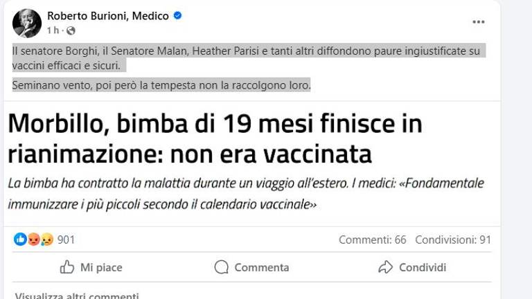 Bimba grave per il morbillo, Burioni attacca anche Heater Parisi Bimba grave per il morbillo, Burioni attacca anche Heater Parisi