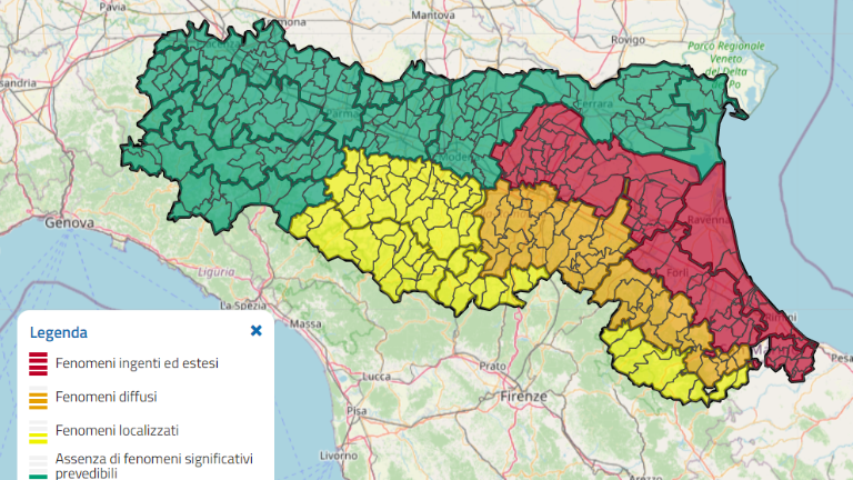 Meteo Romagna, venerdì niente pioggia ma allerta rossa per corsi d'acqua e frane Meteo Romagna, venerdì niente pioggia ma allerta rossa per corsi d'acqua e frane