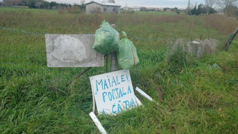Portala a casa tua: cartello contro chi abbandona i rifiuti tra Sala e Gatteo Mare Portala a casa tua: cartello contro chi abbandona i rifiuti tra Sala e Gatteo Mare