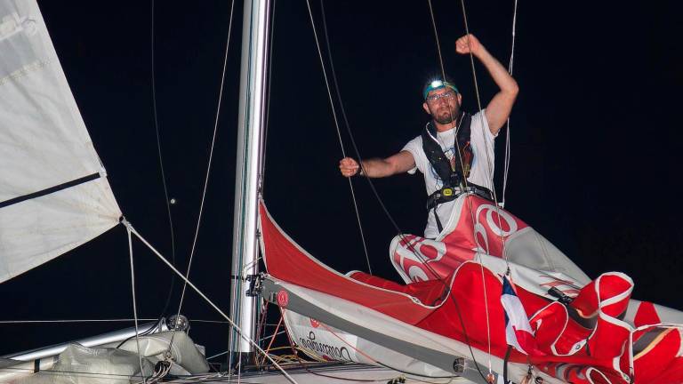 Luca Rosetti, 28 anni, all’arrivo della Mini Transat in Guadalupa Luca Rosetti, 28 anni, all’arrivo della Mini Transat in Guadalupa