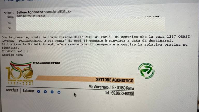 Basket A2, rinviato per Covid il derby OraSì Ravenna-Unieuro Forlì Basket A2, rinviato per Covid il derby OraSì Ravenna-Unieuro Forlì