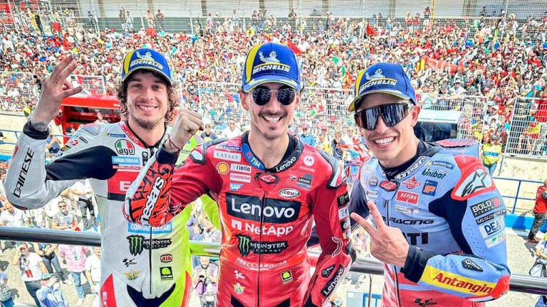 Marco Bezzecchi, Francesco Bagnaia e Marc Marquez