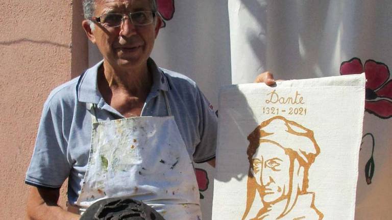Tele romagnole Gambettola, stampo del 1920 per il volto di Dante Tele romagnole Gambettola, stampo del 1920 per il volto di Dante