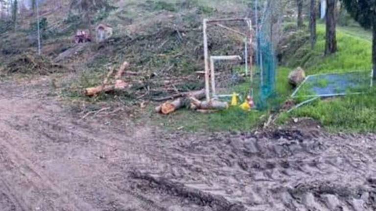 Alfero, decine di alberi abbattuti e campo sportivo devastato Alfero, decine di alberi abbattuti e campo sportivo devastato