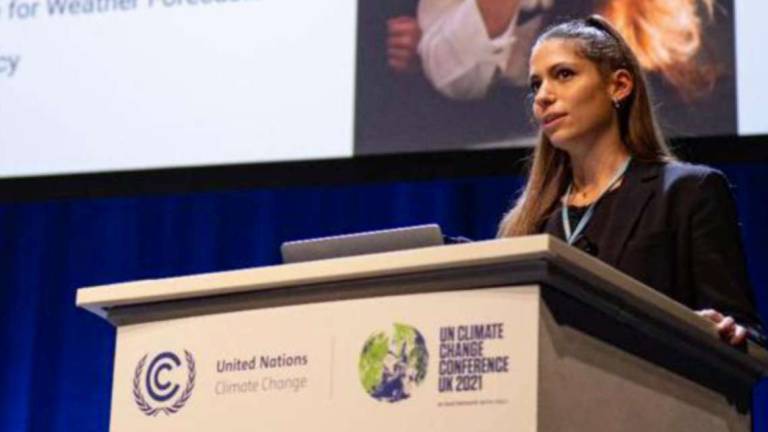 Forlì. Giulia Bonetti sul palco della Cop26 Forlì. Giulia Bonetti sul palco della Cop26