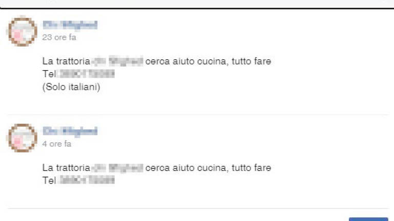 Assumiamo solo italiani, bufera su una trattoria di Rimini Assumiamo solo italiani, bufera su una trattoria di Rimini