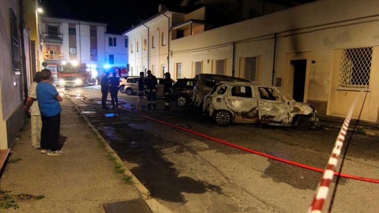 L’intervento dei vigili del fuoco a Lugo dopo il raid incendiario (foto Massimo Fiorentini) L’intervento dei vigili del fuoco a Lugo dopo il raid incendiario (foto Massimo Fiorentini)