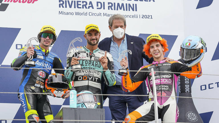 Moto3, Foggia brucia i romagnoli Antonelli e Migno: podio tutto italiano Moto3, Foggia brucia i romagnoli Antonelli e Migno: podio tutto italiano