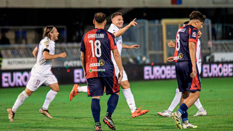 L’esultanza di Pierluca Luciani dopo il gol-vittoria realizzato in casa della Sambenedettese (Chianese) L’esultanza di Pierluca Luciani dopo il gol-vittoria realizzato in casa della Sambenedettese (Chianese)