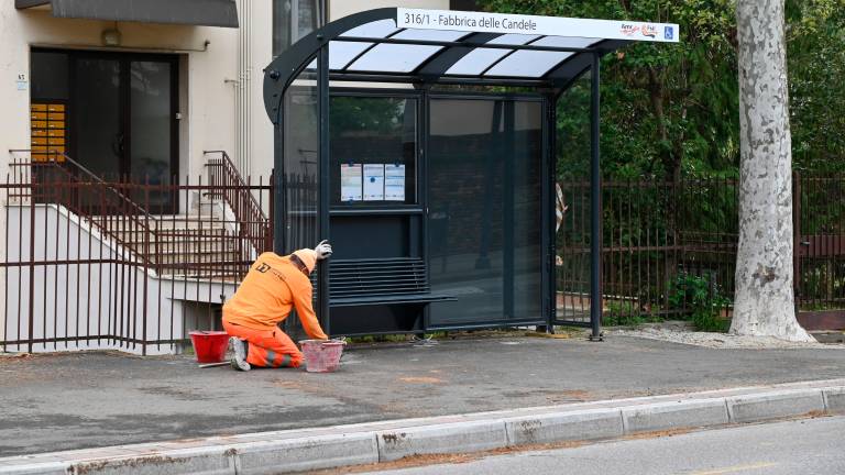 Una delle ultime pensiline installate in viale Salinatore 61 Una delle ultime pensiline installate in viale Salinatore 61