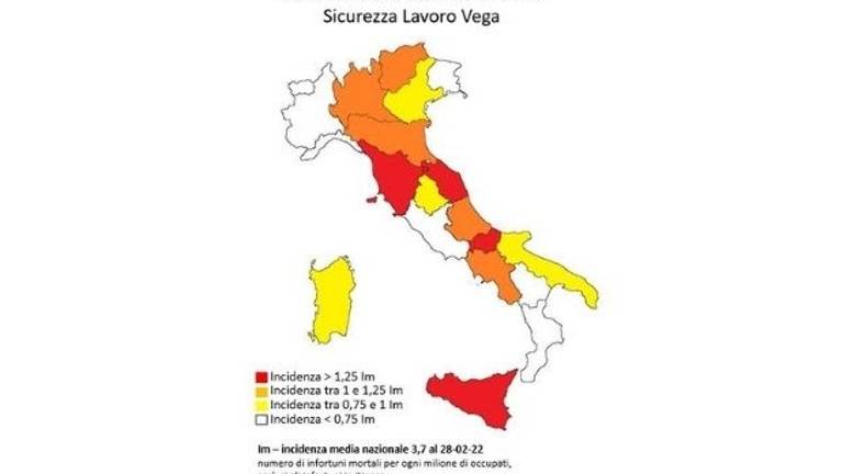 Morti sul lavoro: Emilia-Romagna in zona arancione; Forlì-Cesena al 12° posto tra le province Morti sul lavoro: Emilia-Romagna in zona arancione; Forlì-Cesena al 12° posto tra le province