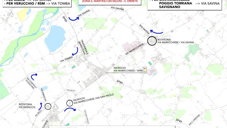 Chiusura ponte Verucchio, la mappa dei percorsi consigliati Chiusura ponte Verucchio, la mappa dei percorsi consigliati