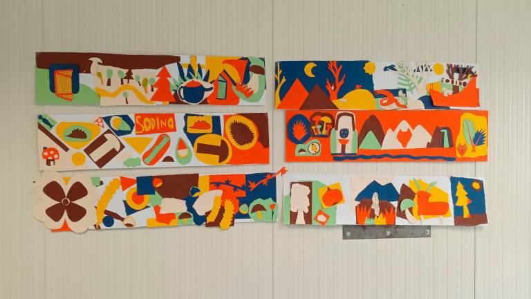 Dal lavoro in classe al disegno sul muro: genesi del murale della nuova scuola di San Piero Dal lavoro in classe al disegno sul muro: genesi del murale della nuova scuola di San Piero