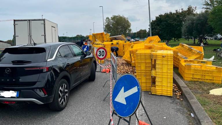 Riccione, si ribalta il Tir carico di patate: scatta la raccolta per riempire le borse VIDEO GALLERY Riccione, si ribalta il Tir carico di patate: scatta la raccolta per riempire le borse VIDEO GALLERY