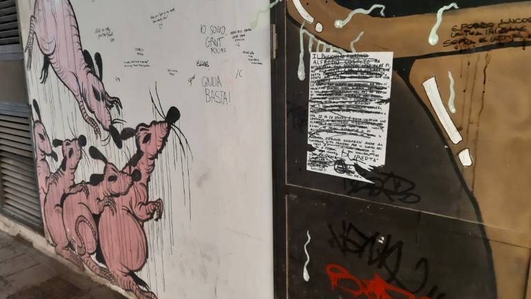 La bufera del caso Cospito si scatena su muri di Cesena La bufera del caso Cospito si scatena su muri di Cesena