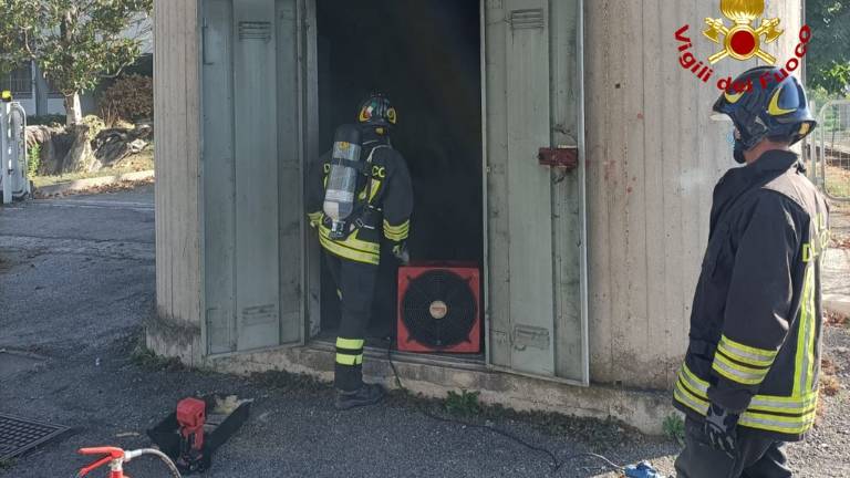 Incendio all'interno di una cabina elettrica a Cesena Incendio all'interno di una cabina elettrica a Cesena