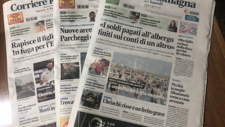 Il Corriere Romagna il 16 agosto in edicola Il Corriere Romagna il 16 agosto in edicola