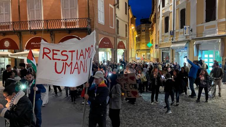 In più di 300 alla manifestazione per la pace tra Israele e Palestina in centro a Cesena In più di 300 alla manifestazione per la pace tra Israele e Palestina in centro a Cesena
