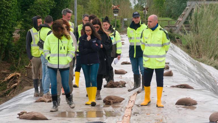 Irene Priolo in occasione di un sopralluogo post alluvione