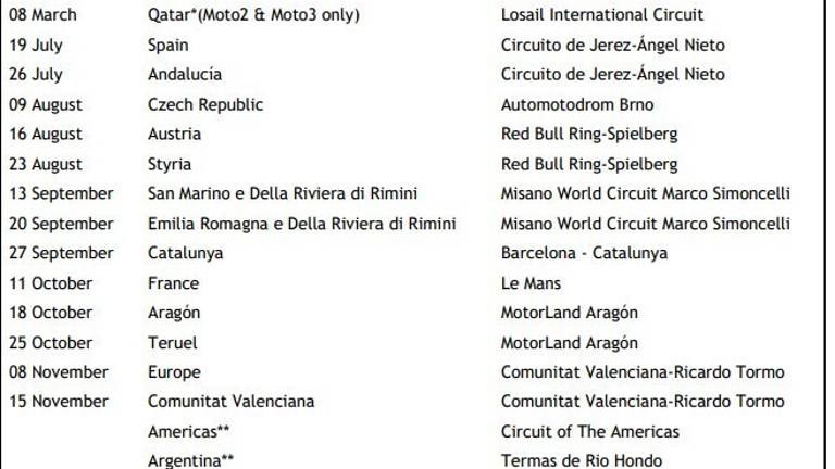 Motociclismo, ecco il calendario della MotoGp Motociclismo, ecco il calendario della MotoGp
