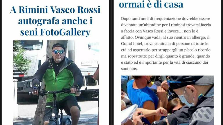 Vasco Rossi rilancia il Corriere Romagna sul suo Facebook Vasco Rossi rilancia il Corriere Romagna sul suo Facebook