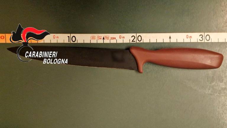 Il coltello con cui la donna ha accoltellato il compagno Il coltello con cui la donna ha accoltellato il compagno
