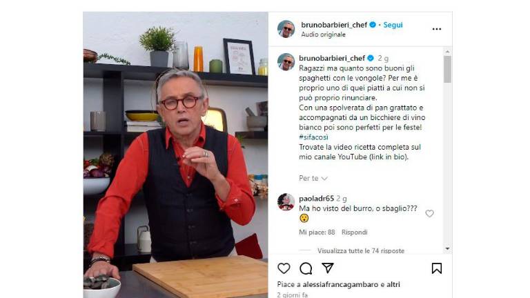 “Spaghetti alle vongole con burro e pan grattato”: lo chef Barbieri accende il dibattito su Instagram “Spaghetti alle vongole con burro e pan grattato”: lo chef Barbieri accende il dibattito su Instagram