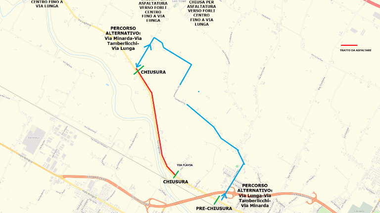 La mappa con il percorso alternativo La mappa con il percorso alternativo
