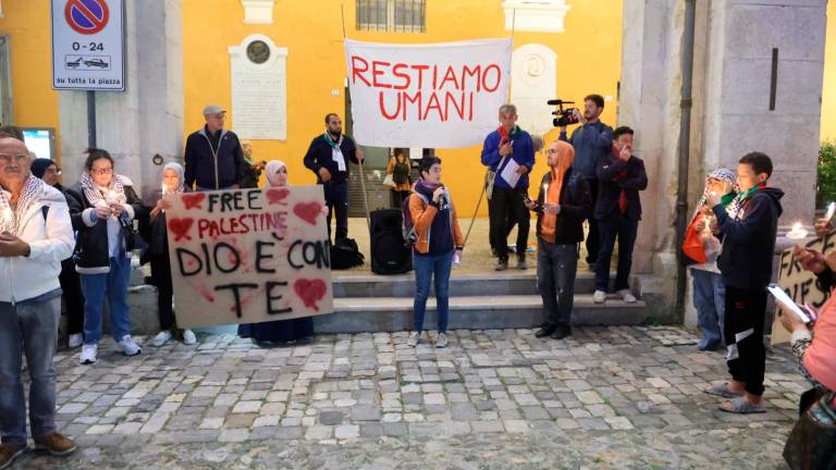 In più di 300 alla manifestazione per la pace tra Israele e Palestina in centro a Cesena In più di 300 alla manifestazione per la pace tra Israele e Palestina in centro a Cesena