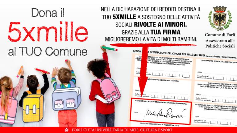 Forlì, il 5x1000 al Comune per i minori in difficoltà Forlì, il 5x1000 al Comune per i minori in difficoltà