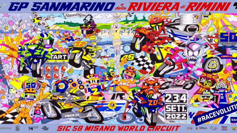 MotoGp, ecco il poster di Aldo Drudi per il Gran Premio di San Marino e della Riviera di Rimini MotoGp, ecco il poster di Aldo Drudi per il Gran Premio di San Marino e della Riviera di Rimini