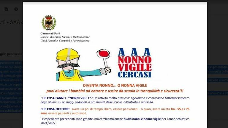 Forlì, il Comune cerca i Nonni Vigile Forlì, il Comune cerca i Nonni Vigile