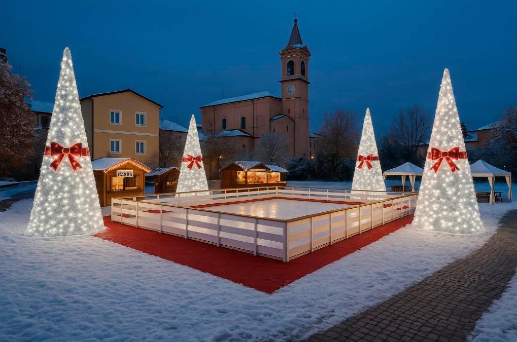 Render della pista del ghiaccio di Cesenatico
