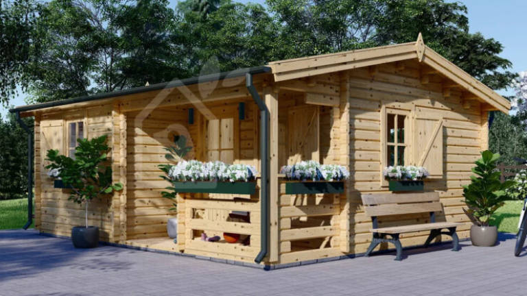 Giardino da abitare e di design con le casette in legno