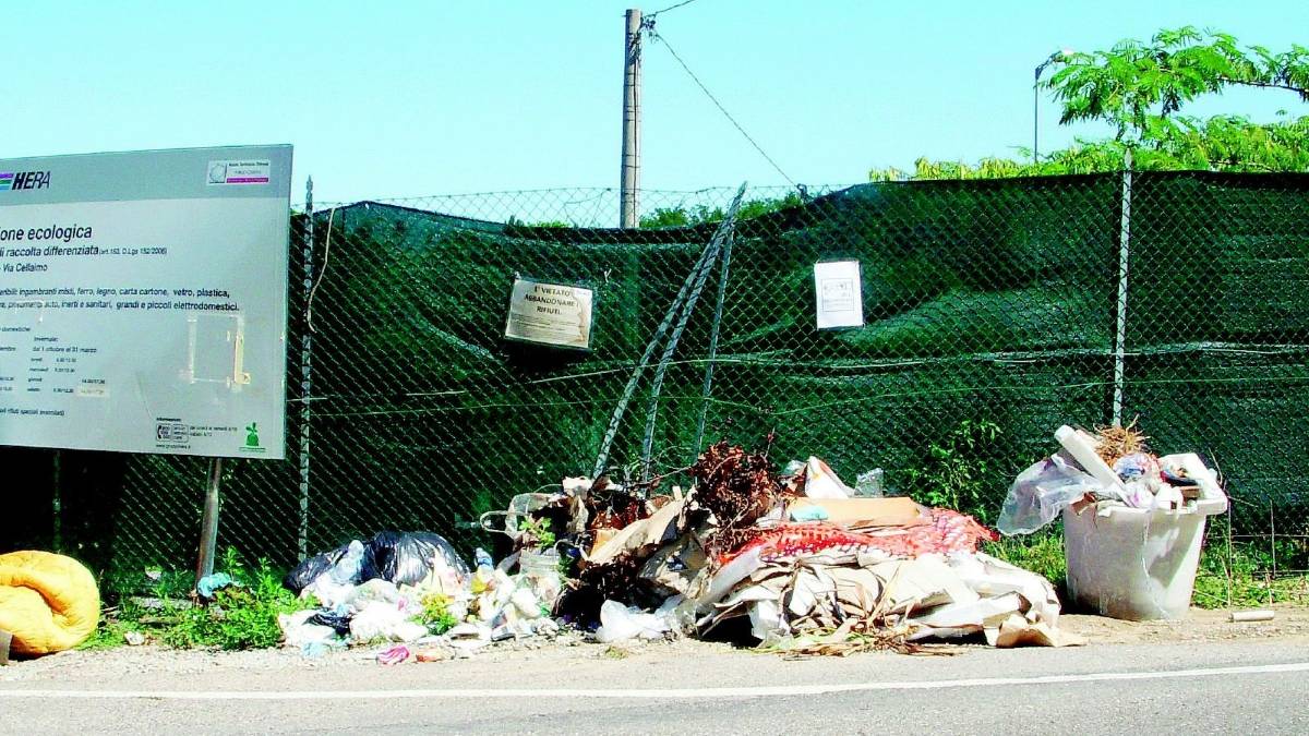 Tra i rifiuti pacchi di cibo per bisognosi